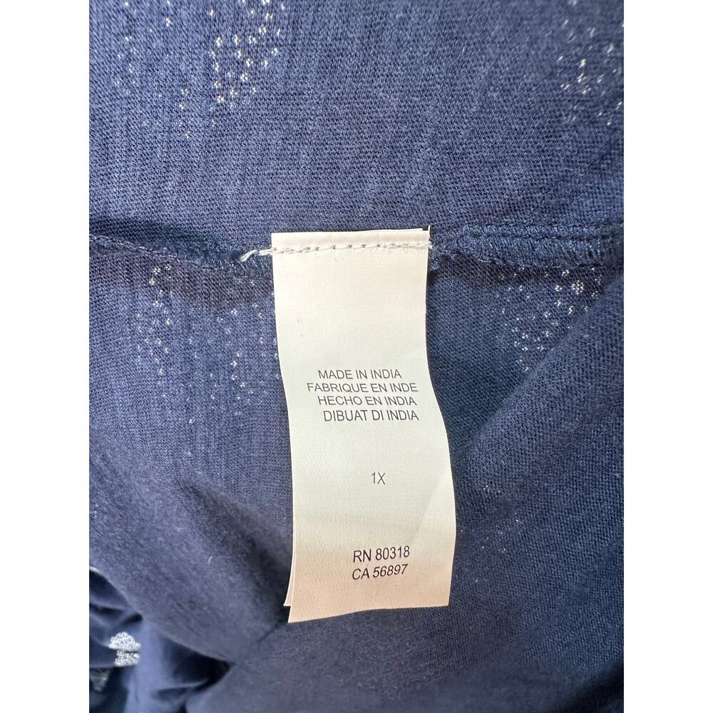 Lucky Brand Navy Blouse Sz XL/1X Off Shoulder | Prairie Festival Western Vibe - Picture 6 of 7